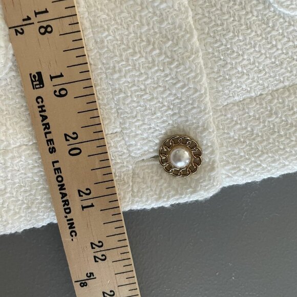 J.Crew Tweed Lady Cardigan Jacket Womens 14 Cream Boucle Pearl Gold Button - Picture 11 of 11